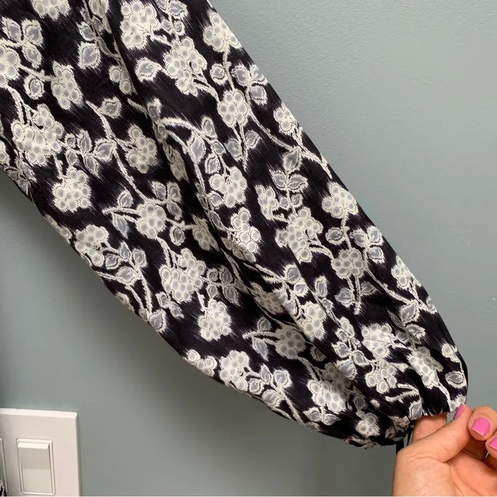 Rebecca Taylor Alicia Fleur Midi Long Sleeve Dress in Black Combo 2 - Image 10