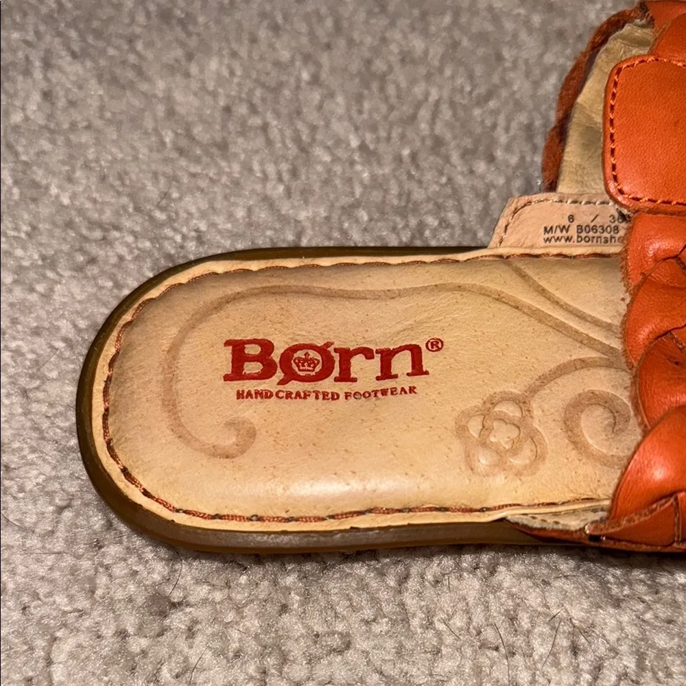 Born Handcrafted Footwear Orange Braided Leather Thong Sandals Women's 6 Tan - Image 2