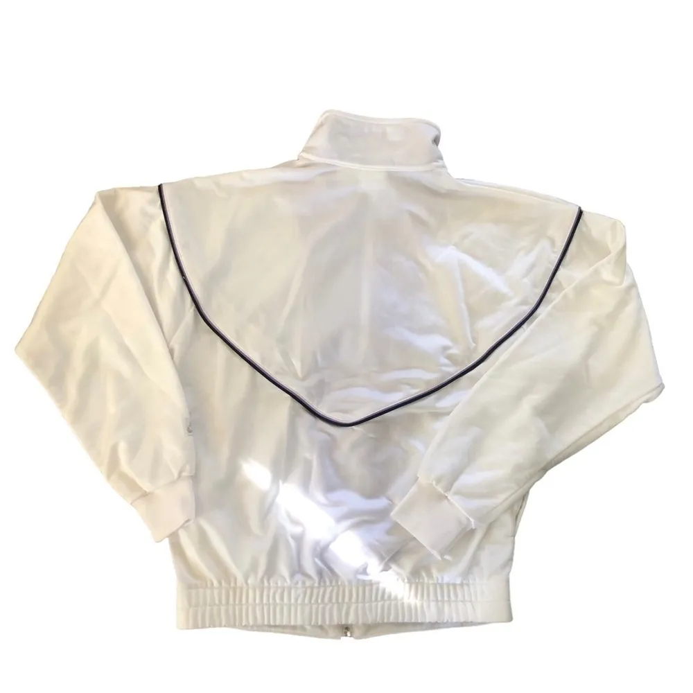 VTG Nike Y2K 90’s Women’s Track Jacket Sz S White Purple Trim Full Zip Pockets - Image 2