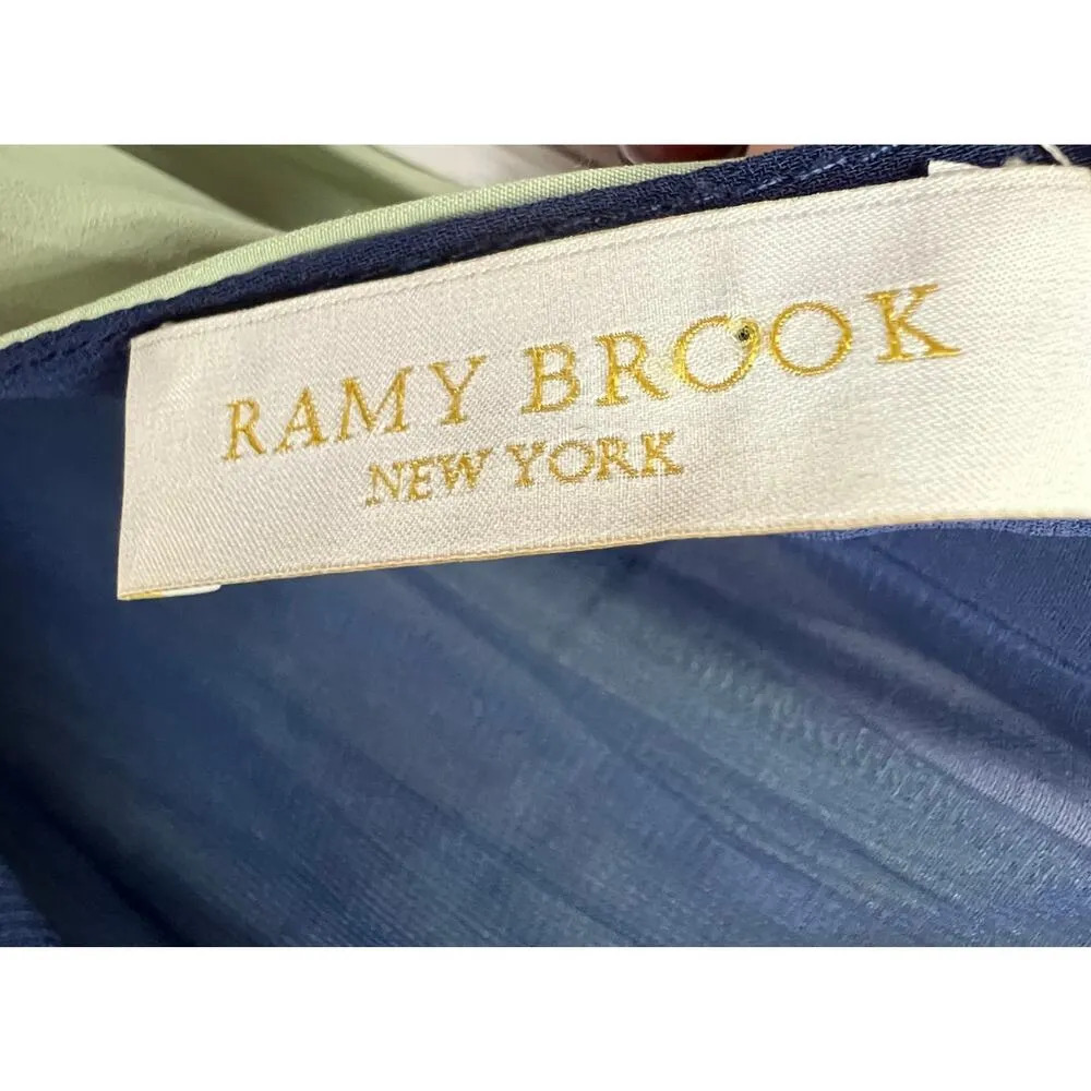 Ramy Brook Kat Mini Dress XXS Blue White Sage Color Block High Neck Breezy Boho - Image 11