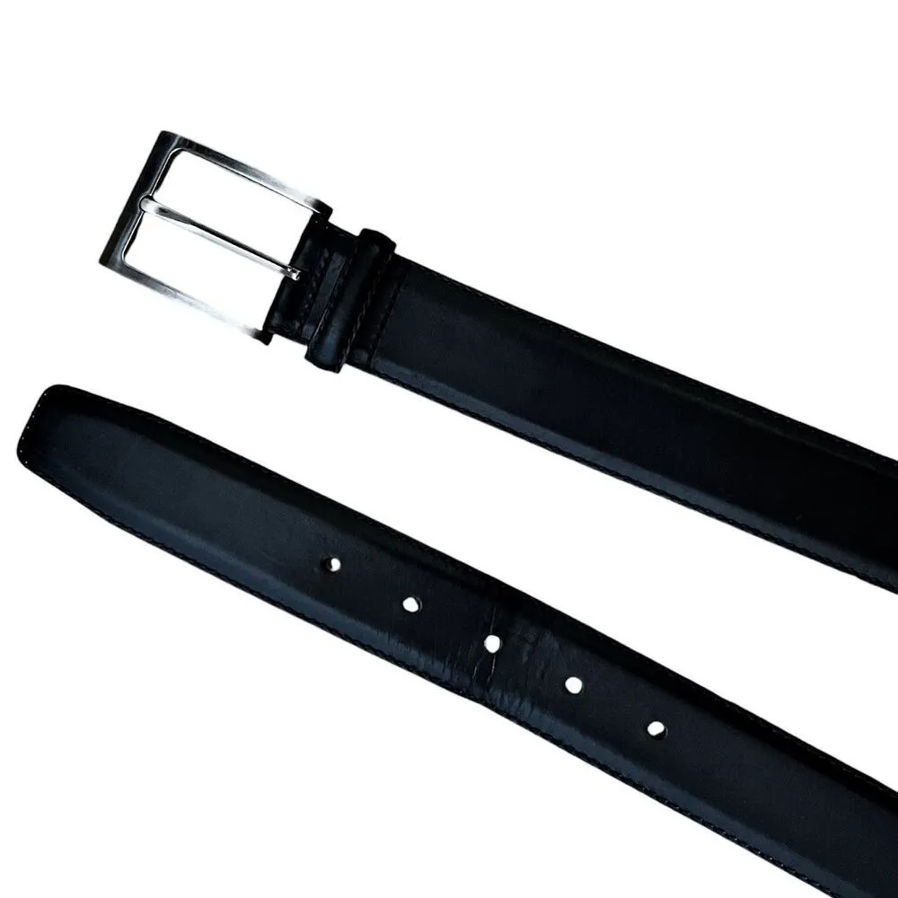 MAGNANNI Square Genuine Leather Belt Black Spain Silver Buckle Style 1278 Sz 32 - Image 6