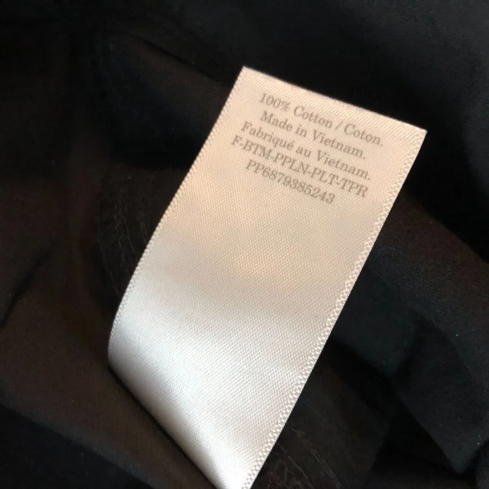 Everlane Womens The Poplin Pleated Taper Pant Belted Pockets Black 6 - Image 8