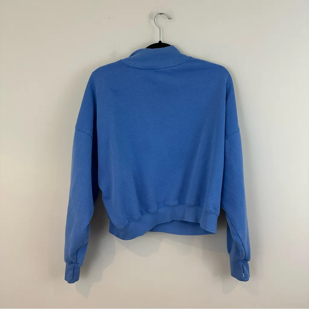 Yogalicious Cozy Retreat Sweatshirt Blue Quarter-Zip Pullover Medium - Image 6