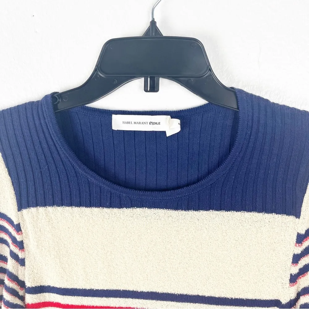 ISABEL MARANT Etoile Made In Italy Striped Colorblock 3/4 Sleeves Sweater - Image 10