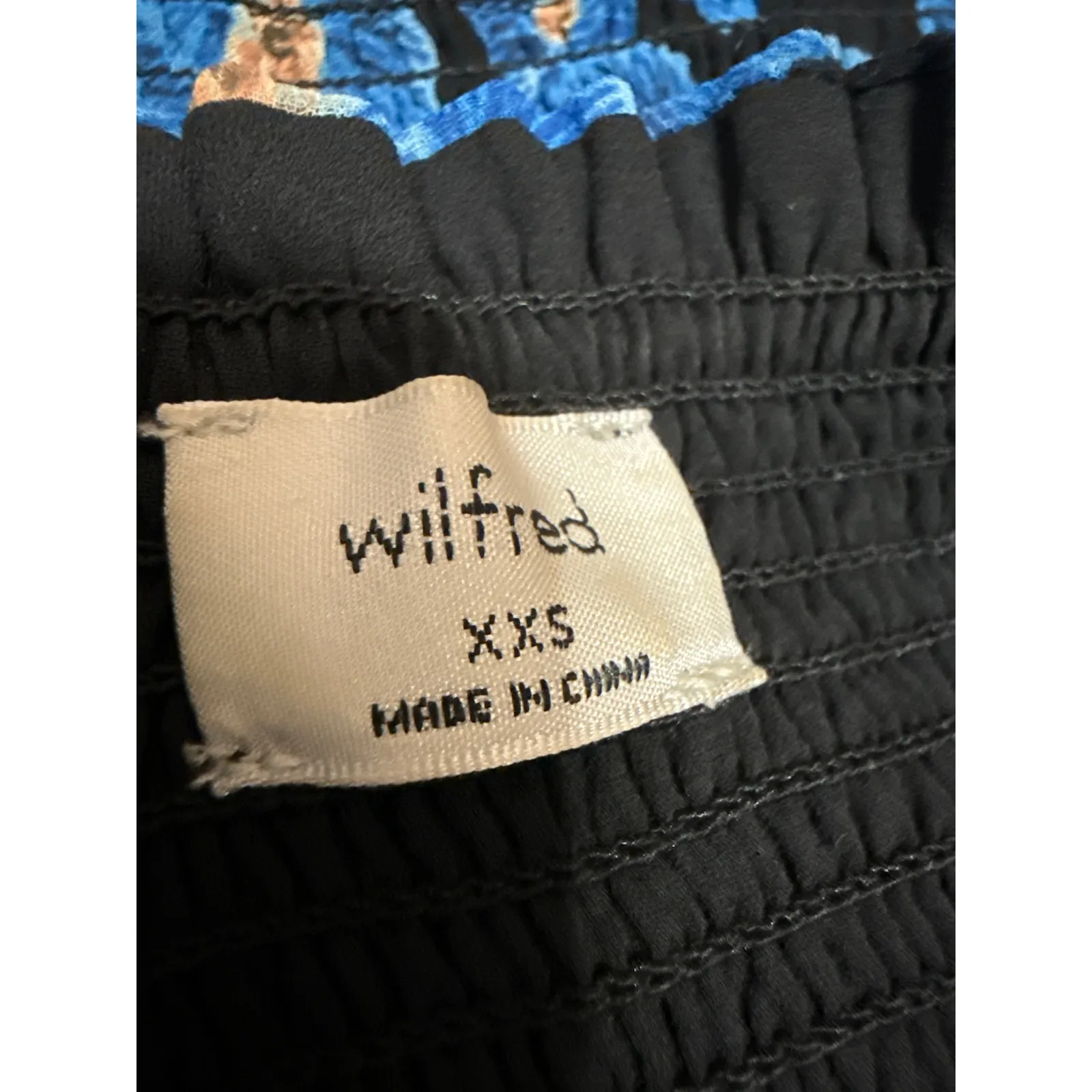 Aritzia Wilfred Blue Floral Smoked Long Sleeve Mini A-Line Fit & Flare Dress XXS - Image 4