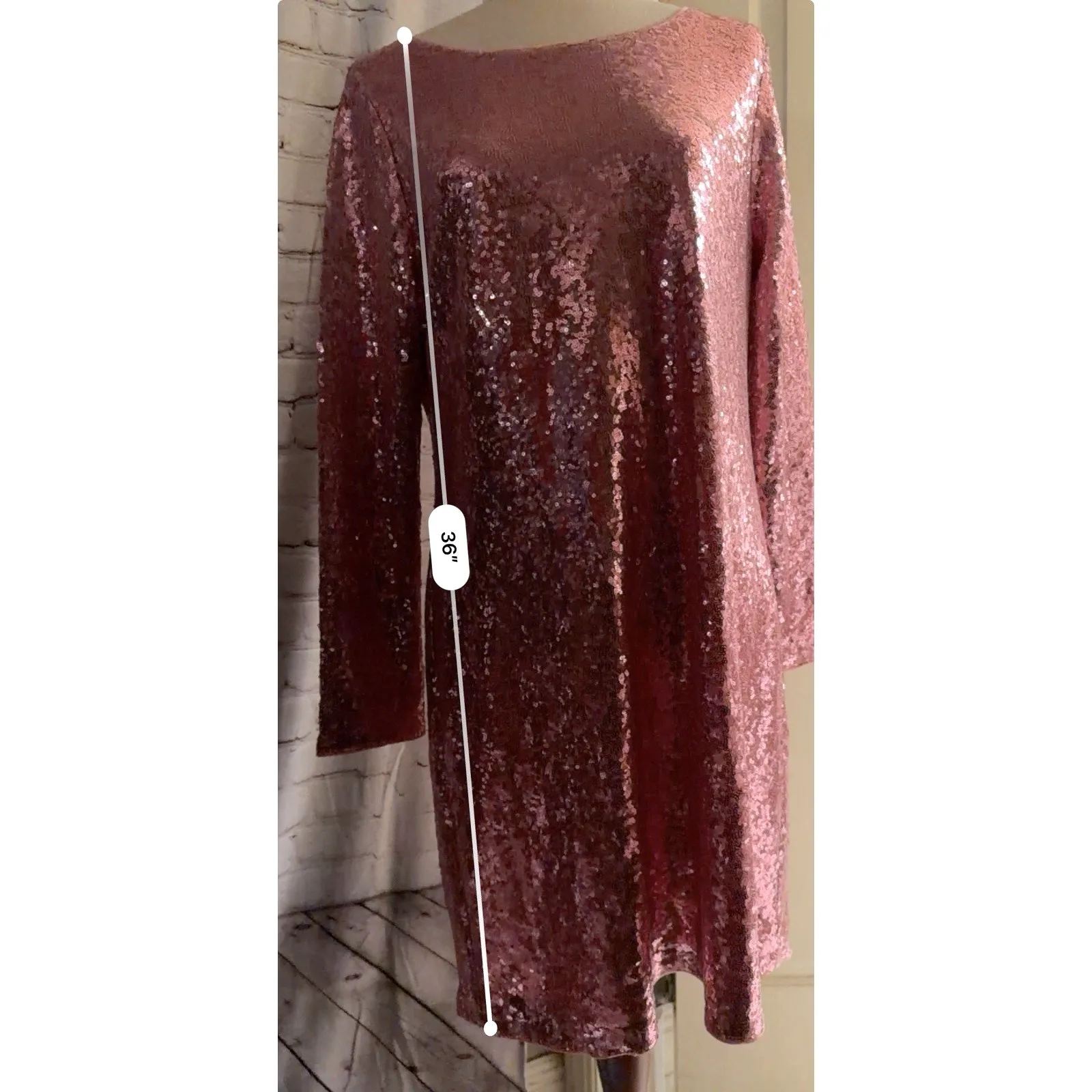 Pinup Fashion Sequin Long Sleeve Dress Pink Women’s 14 Size 14W - Image 7