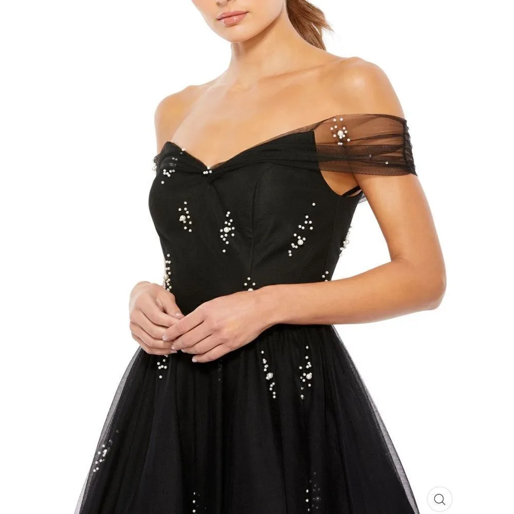 Mac Duggal 26498 Womens OFF THE SHOULDER EMBELLISHED TULLE COCKTAIL DRESS - Image 5