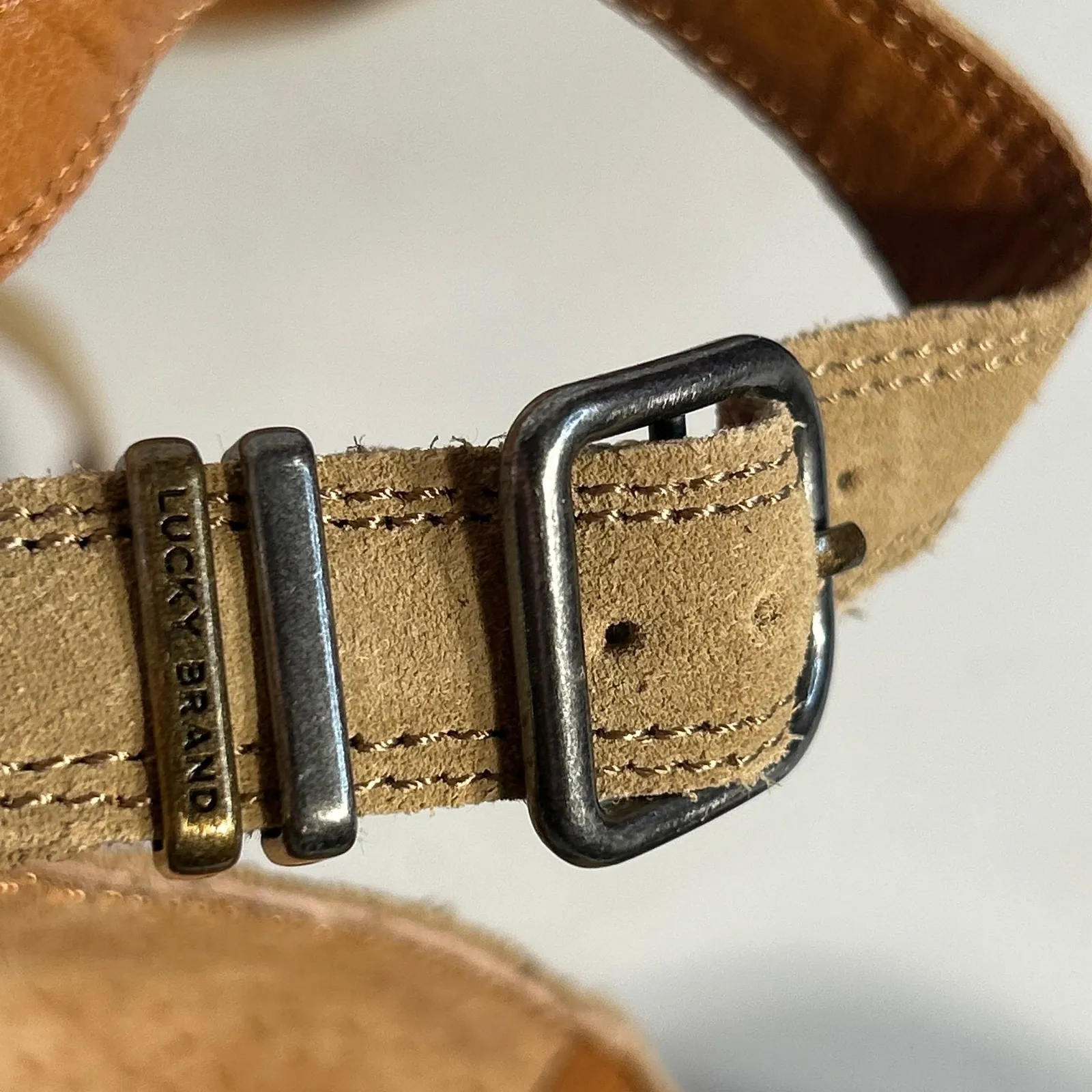 Lucky Brand Stephie Tan Suede Wedge Ankle Strap Heels Shoes Women 11M - Image 10