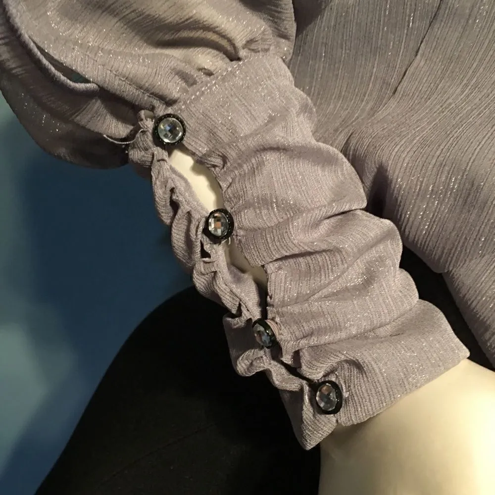 Grey metallic lavender Chiffon 2 in 1 Blouse - Image 10