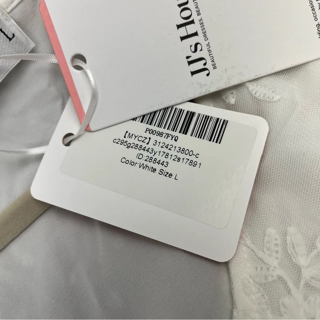 JJ's House Flower‎ Ruffle V-Neck A-line Lace Maxi Dress # 288443 White Large NEW - Image 6