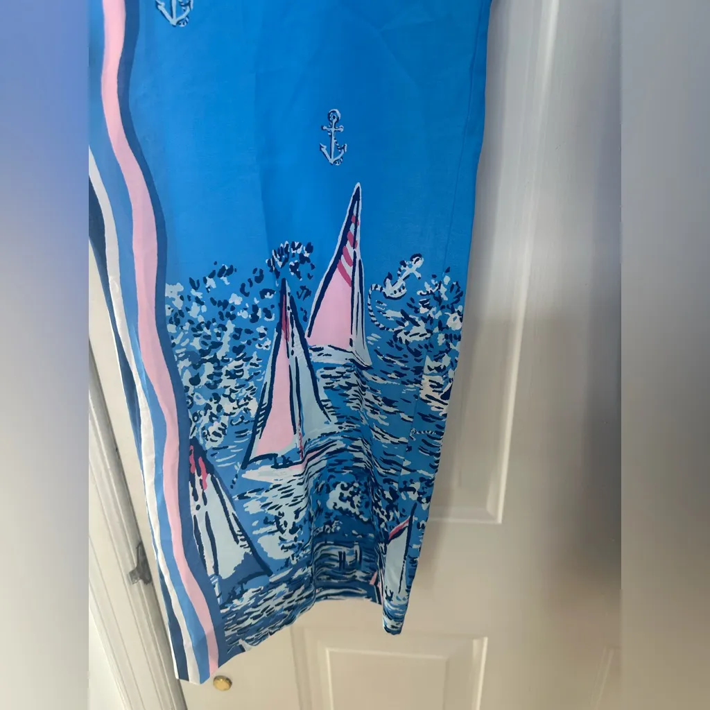 LILLY PULITZER BAL HARBOUR PALAZZO WIDE LEG PANT A LIL NAUTI ENGINEERED LUNAR XL - Image 2