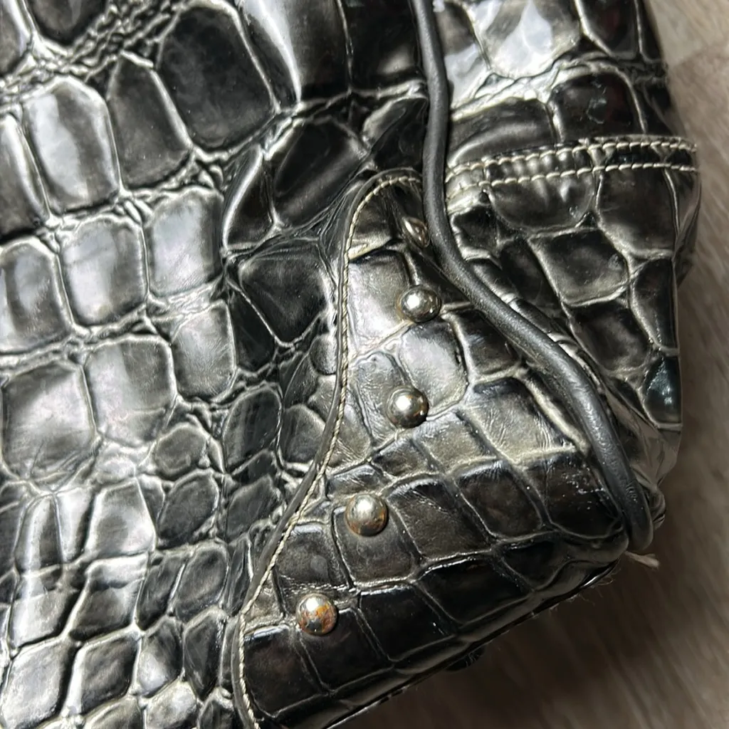 Kathy Van Zeeland Large Crocodile Embossed Dark Gray Tote/Travel Bag - Image 10