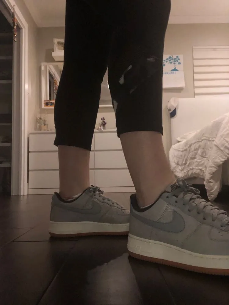 Nike Grey Leather Air Force Ones  - Image 4