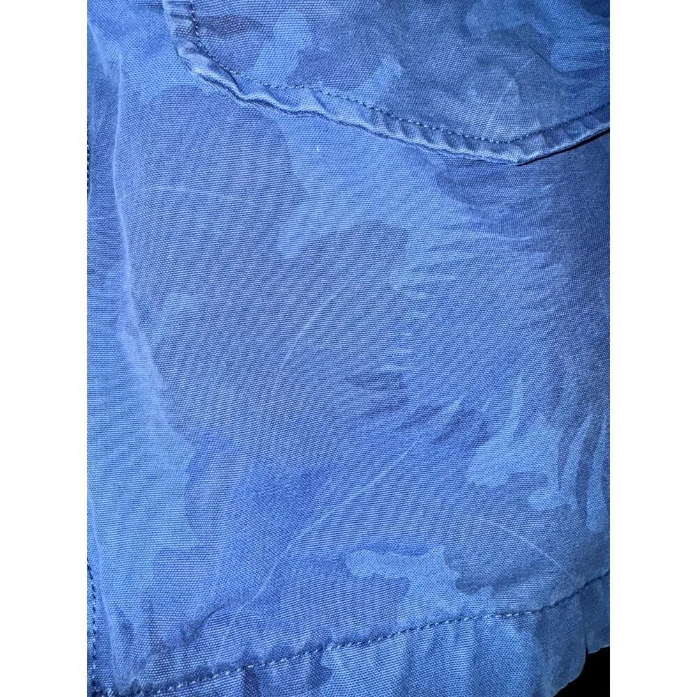 Scotch & Soda Womens LG Jacket Two Toned Blue Tropical Full Zip Quirky Palm Tree - Image 10