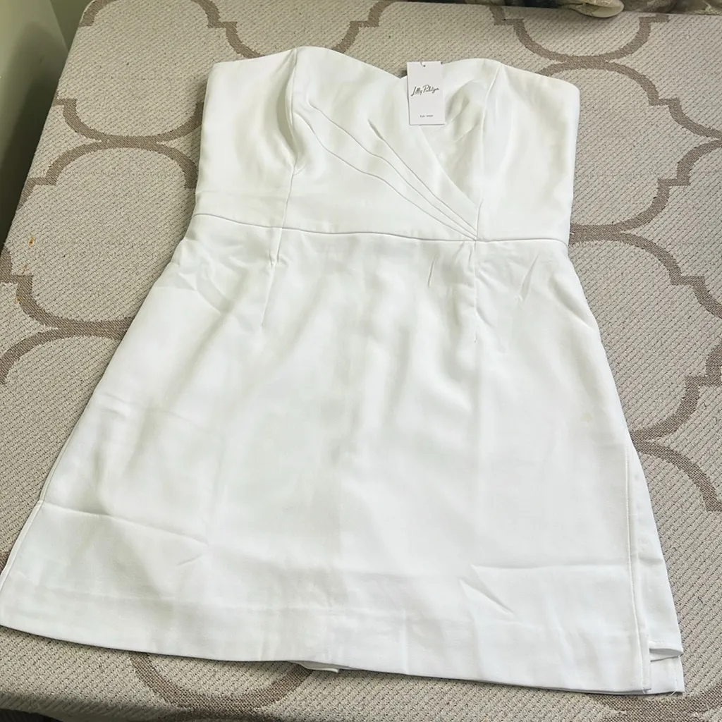 Lilly Pulitzer KYLO STRAPLESS SKIRTED ROMPER, RESORT WHITE, size 10 - Image 4