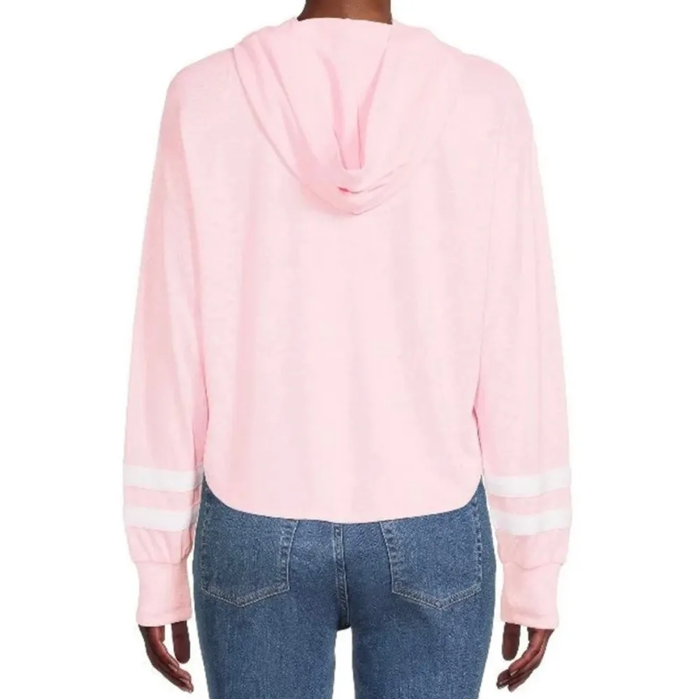 No Bounderies ' Junior'Henley Hooded Pull Over Sweatshirt - Large Starlight Pink - Image 2