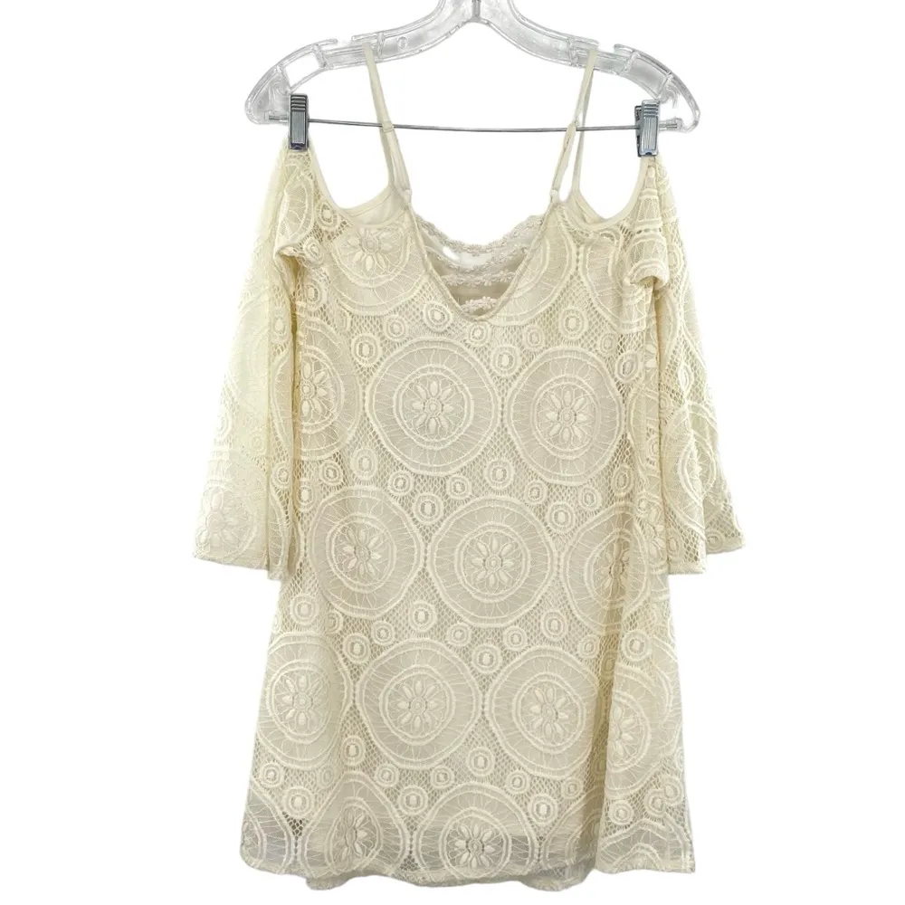 Love, Fire Women's Lace Cold Shoulder Ivory Dress New - Image 6