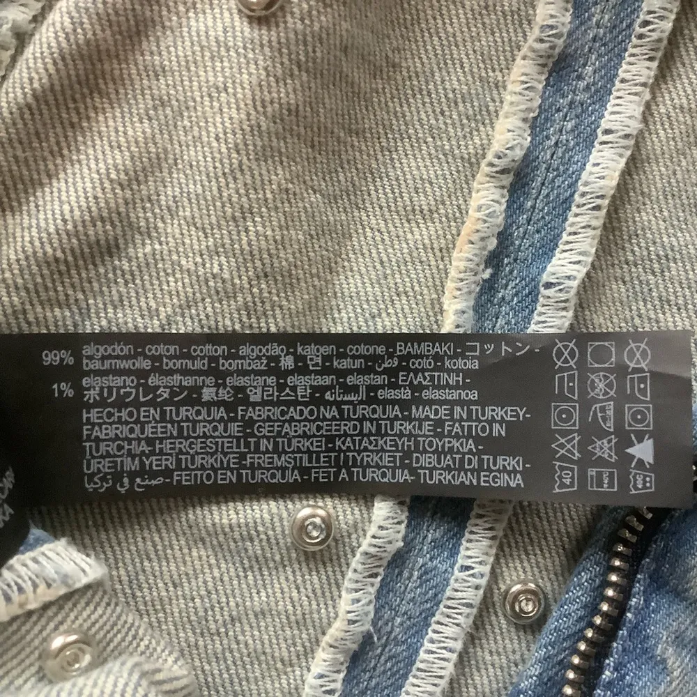 Zara women’s blue denim corset with rhinestones jewelry embroidered zip size M - Image 7