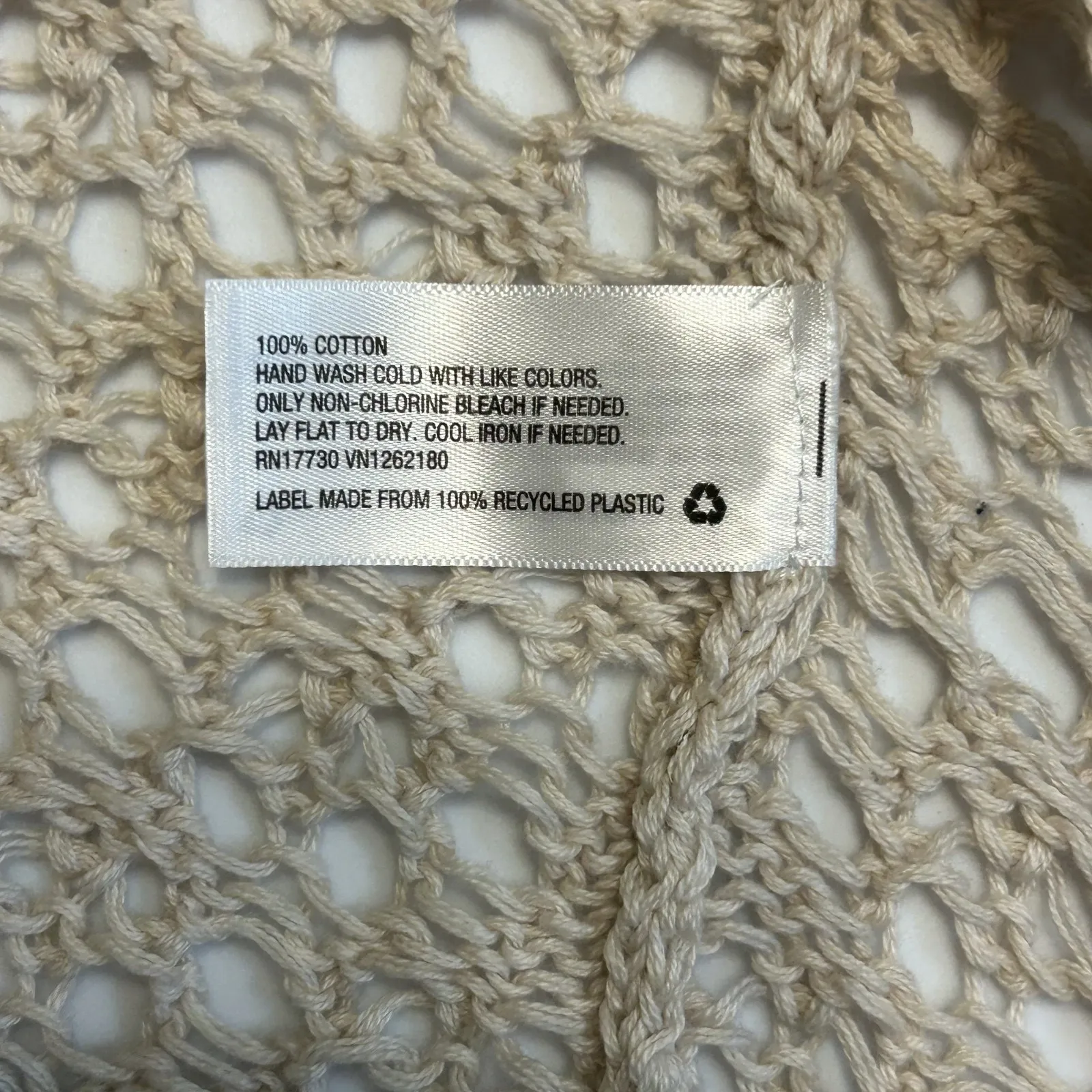 Open Knit Crochet Fringe‎ Plus XXL Festival Boho Beige Cardigan Sweater Mossimo - Image 4