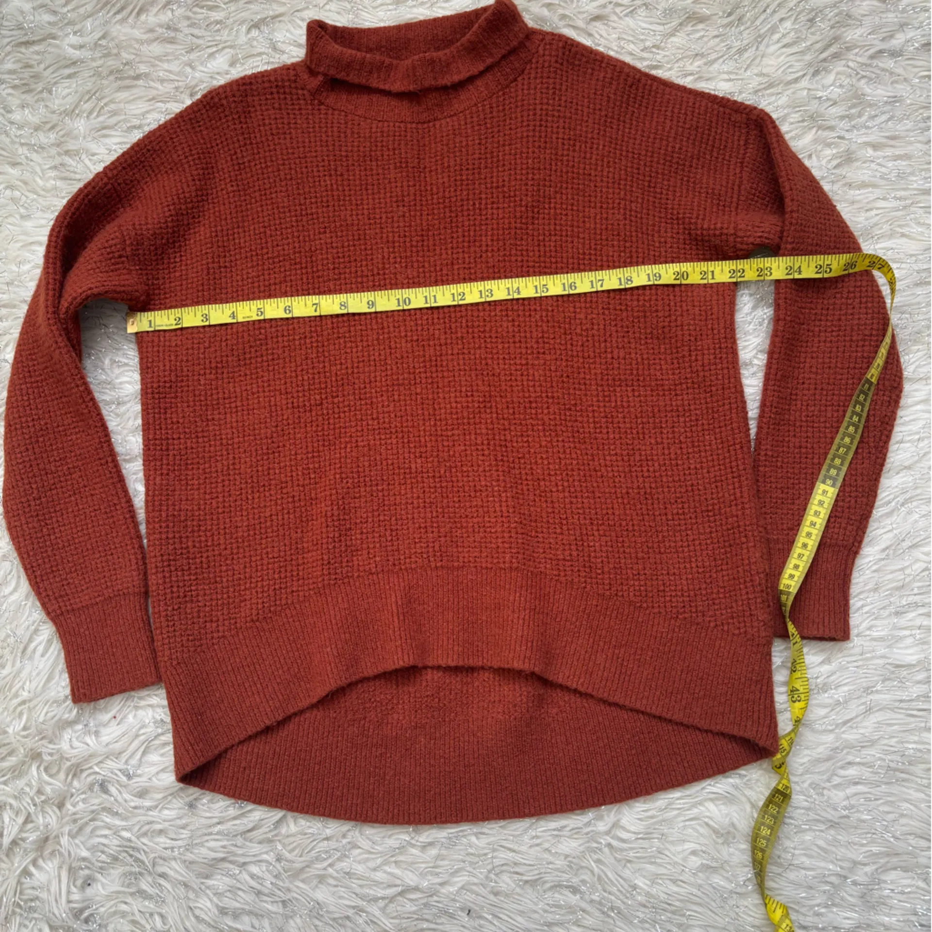 Madewell 1937 Brick Red Womens Turtleneck Waffle Knit Long Sleeve Sweater Size M - Image 8