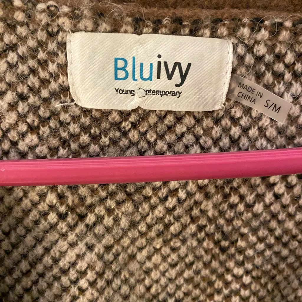 Bluivy Brown and Black Patterned Cardigan SzSmall/Medium Cocoa Leopard Size undefined - Image 2