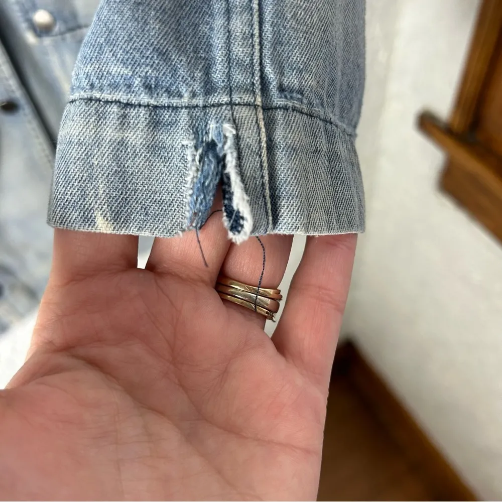 Miss Me | Duster Denim Distressed Southwestern BOHO Size M - Image 15