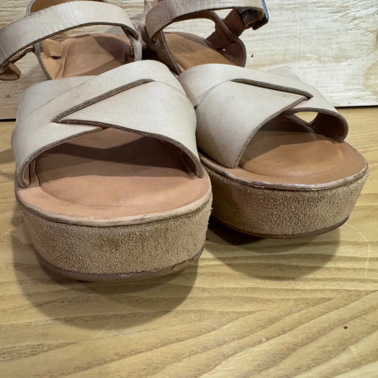 Kork Ease Ava Wedge Platform Tan Leather Sandals Size 6 - Image 4