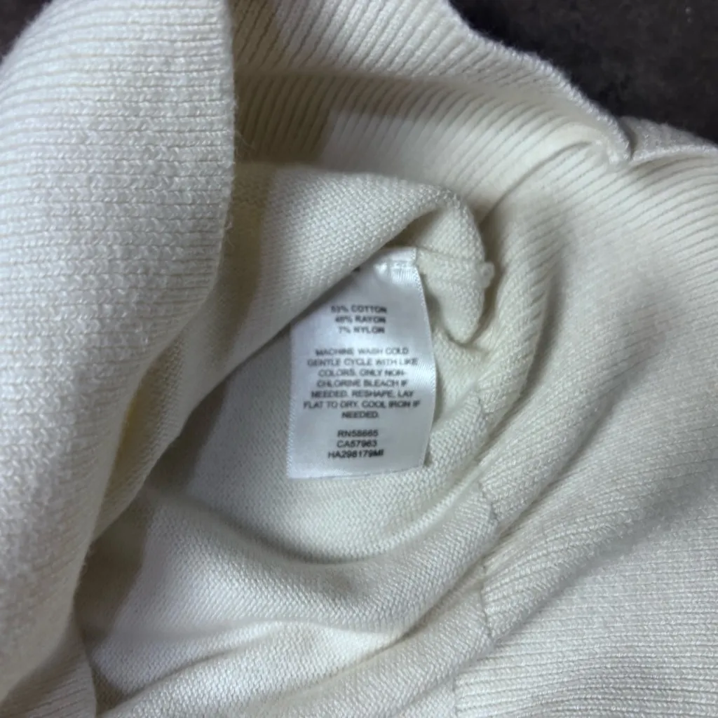 Halogen Bug Beetle Long Sleeve Crew Neck Sweater Cream Purple Women’s Medium - Image 4