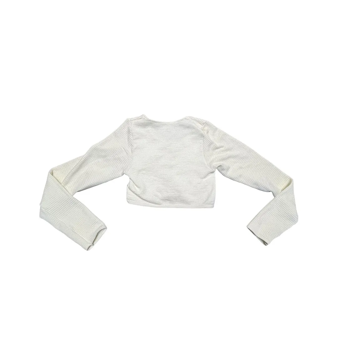 long sleeve button down cream thermal  cropped top size XS - Image 10