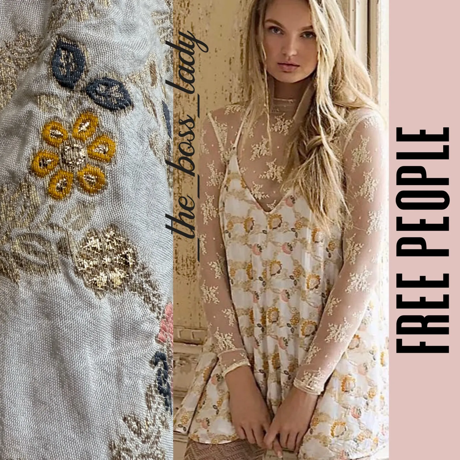 Free People romper floral embroidery one-piece playsuit jumpsuit onesie - Image 9