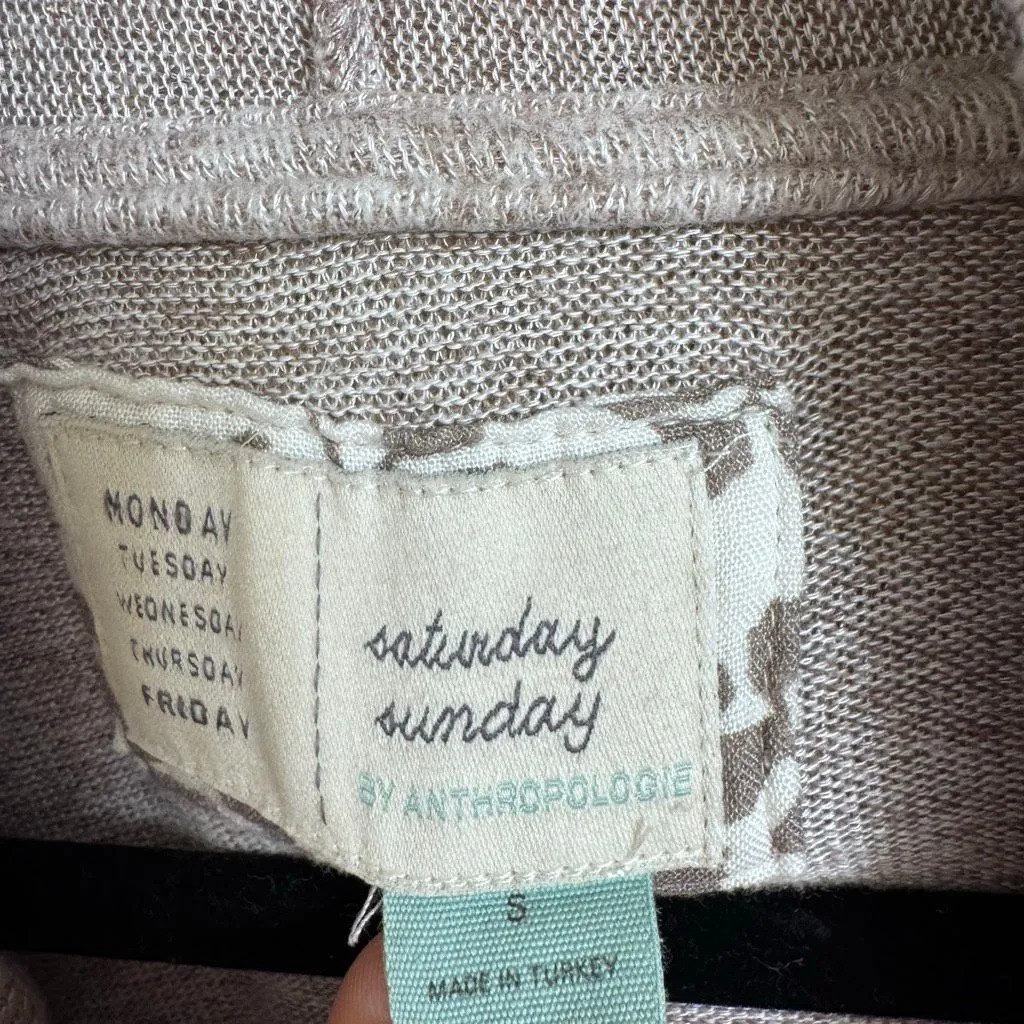 Saturday Sunday By Anthropologie Oat/Cream Stretchy Cardigan Sweater Small Tan - Image 3