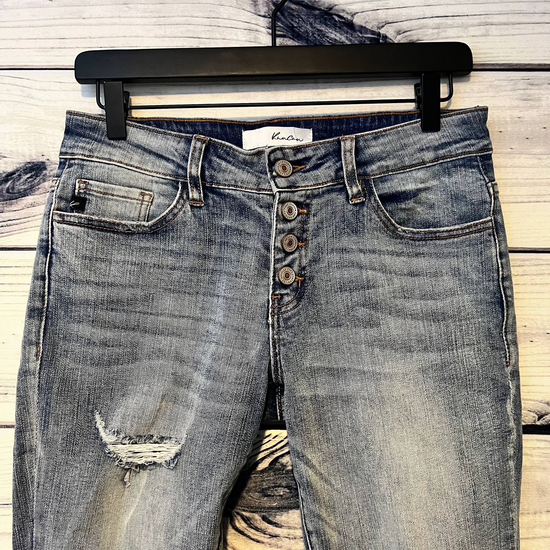 KanCan USA KanCan Clairie Mid Rise Distressed Button Fly Boyfriend Jean  - Image 8