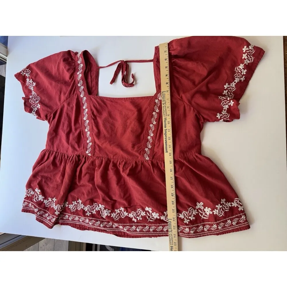 Old Navy Blouse Womens 3X Floral Embroidery Boho Peasant Hippie Ruffle - Image 9