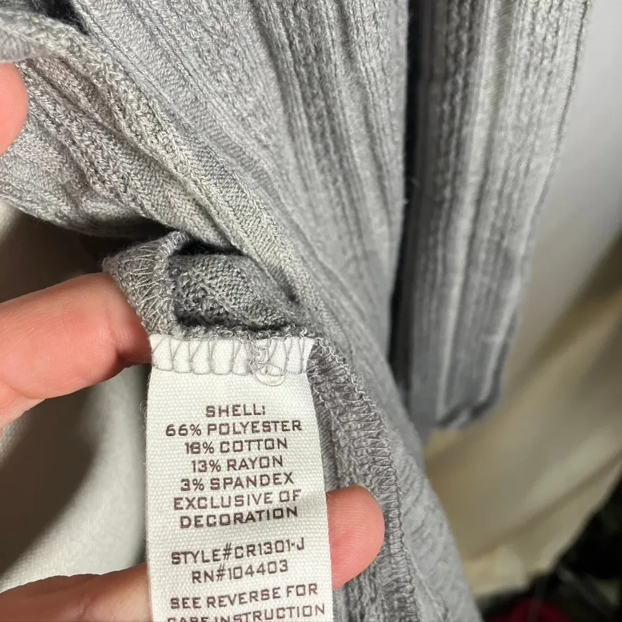 Blu Pepper Women's Gray Ribbed Knit‎ Cardigan Long Sleeve Pockets Size M - Image 7
