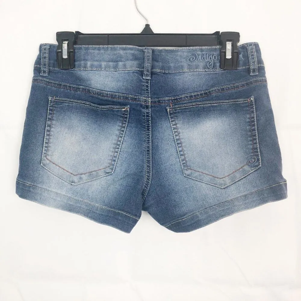 Vintage Indigo Rein Forever Size 5 Denim Shorts Y2K Low Rise Coquette Western - Image 5