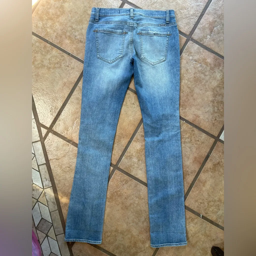 Roxy Light Blue Distressed low-rise Skinny Jeans - Image 2