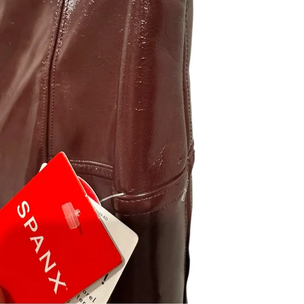 Spanx Faux Patent Leather Leggings Large Burgundy‎ Ruby - Image 9