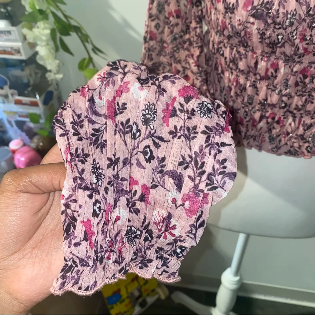 Socialite whimsical fairycore floral off the shoulder long sleeve top - Image 6