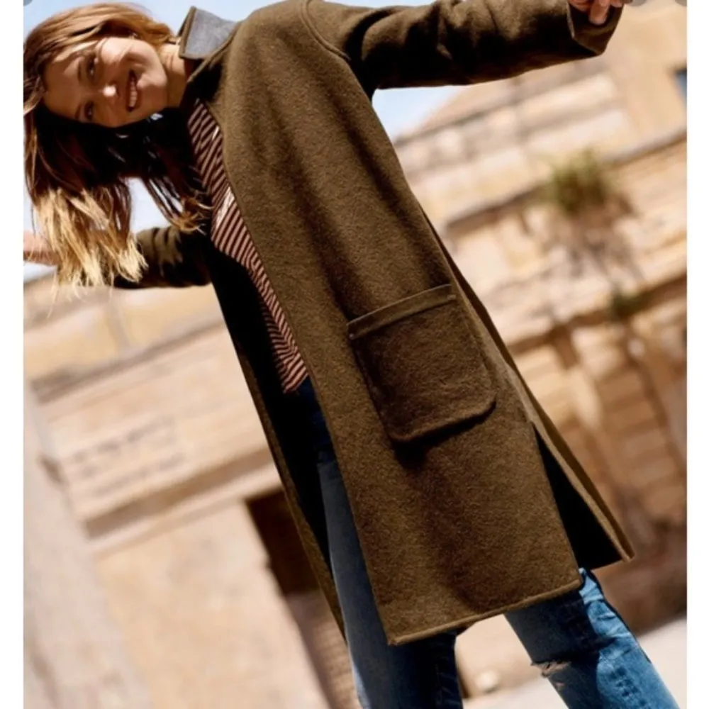 💕MADEWELL💕 Camden Sweater-Coat ~ 100% Merino Wool Olive Green XXS - Image 8