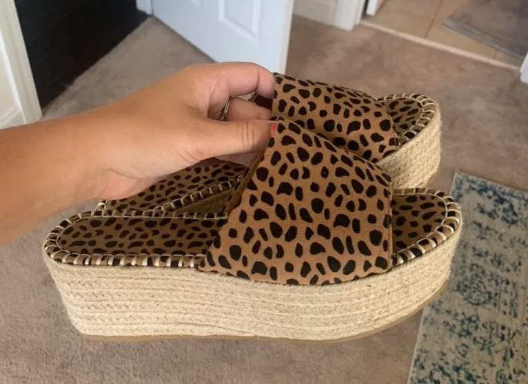 Leopard Espadrille Platform Sandals Size 7.5 - Image 3