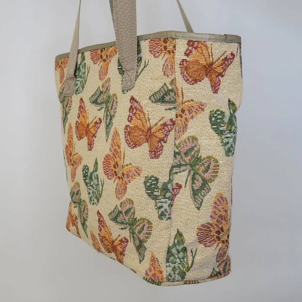 Vintage 90s J Garden Butterfly Tapestry Tote Bag - Image 4