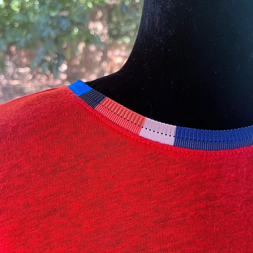 Splendid X Margherita Missoni Ciao Bella 100% Linen Tee Red Size XS - Image 4