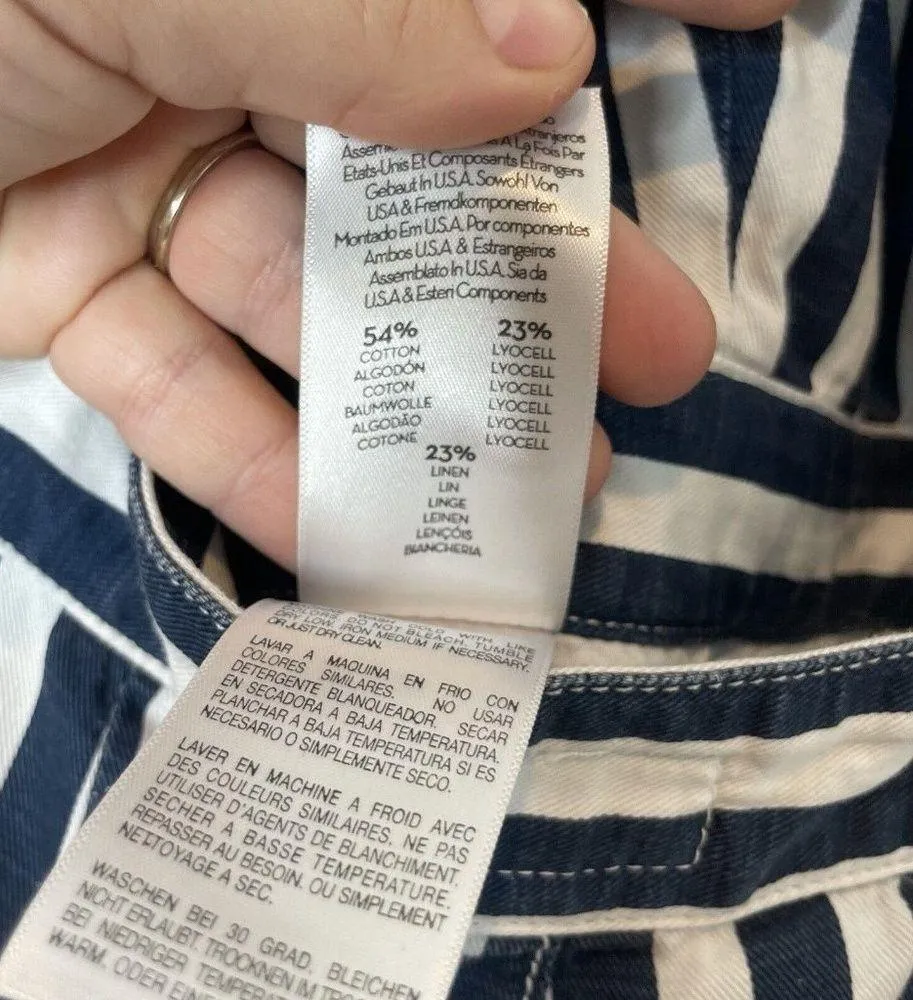 MOTHER Cut It Out Blue White Striped Jumpsuit Size XS - Image 8