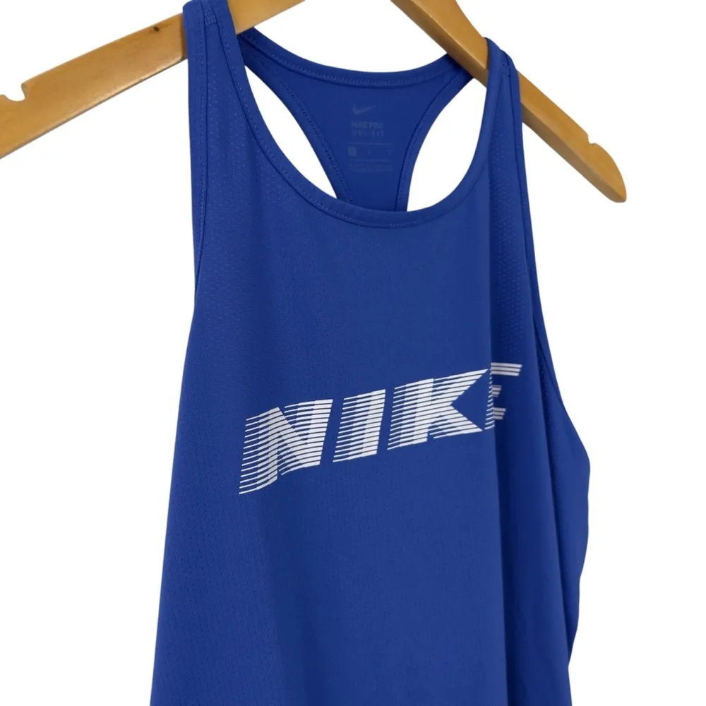 Nike Pro Dri-FIT Training Women's Large Royal Blue Racerback Tank Slim Fit Gym - Image 6