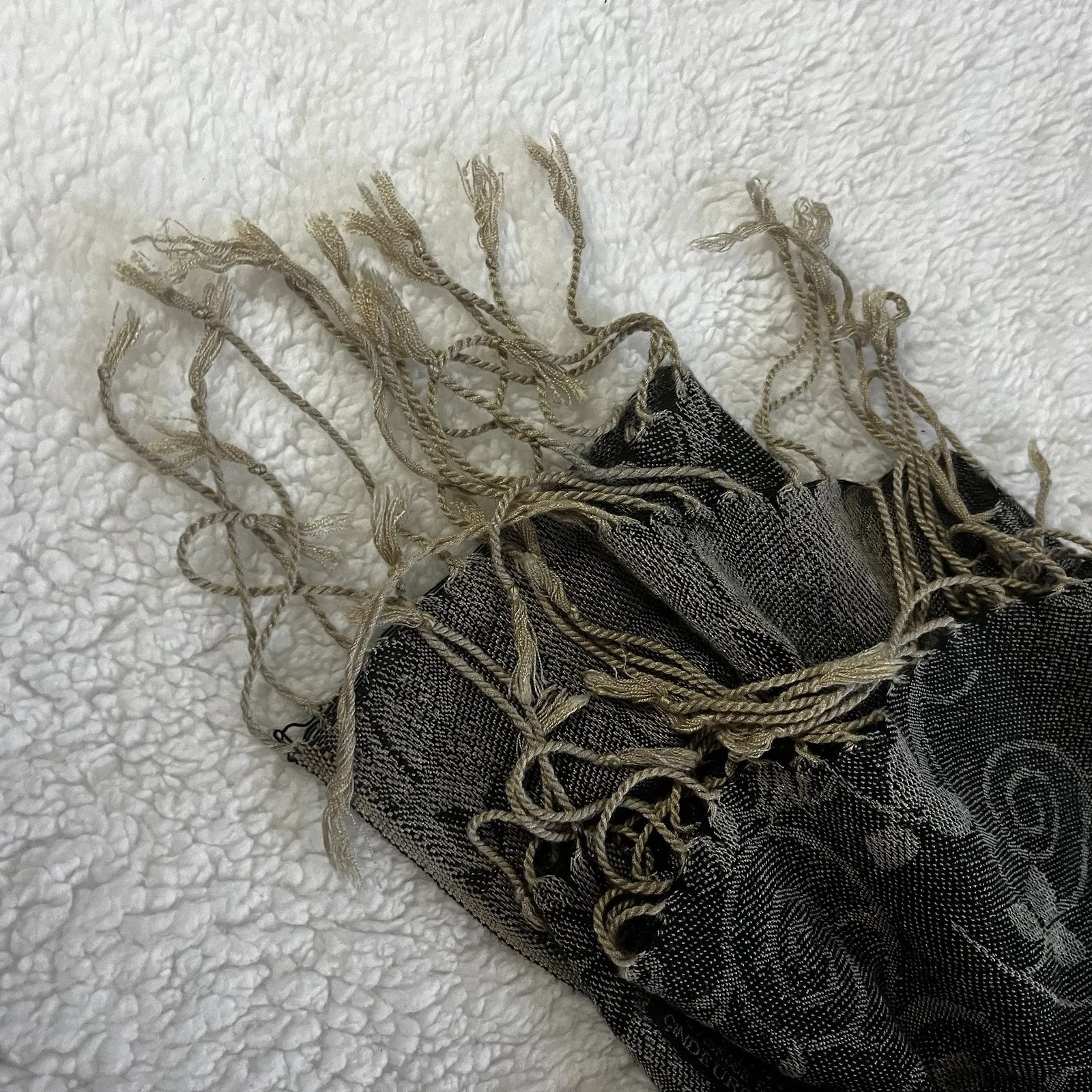 Soft Pashmina Shawl Scarf Black Beige Floral Wrap Lightweight Elegant Gift - Image 7