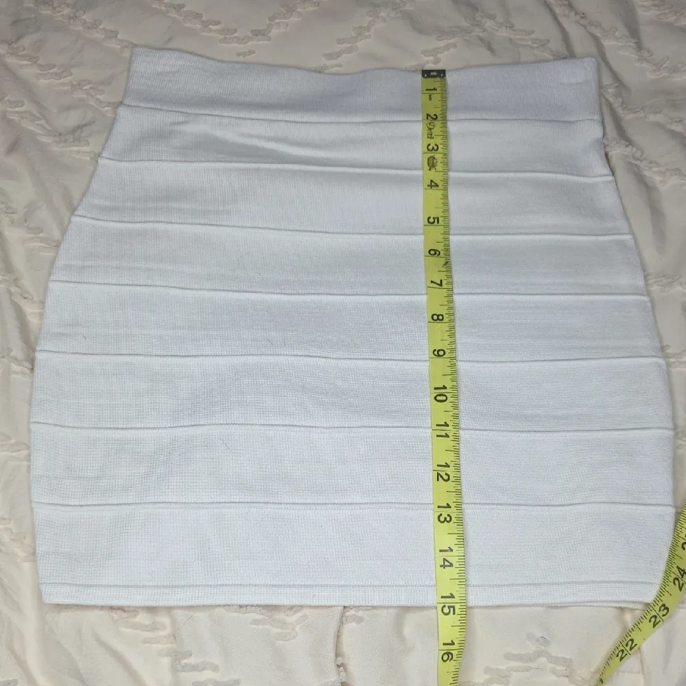 Bodycon Mini Pencil Skirt Ribbed White Small - Image 5