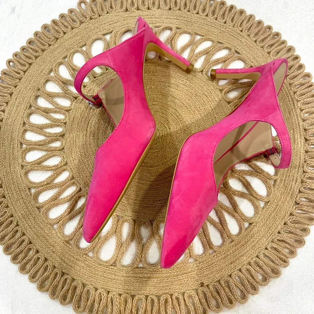 Stuart Weitzman Dazzle 75 Mule Heel Pink Suede Size 7.5 - Image 5