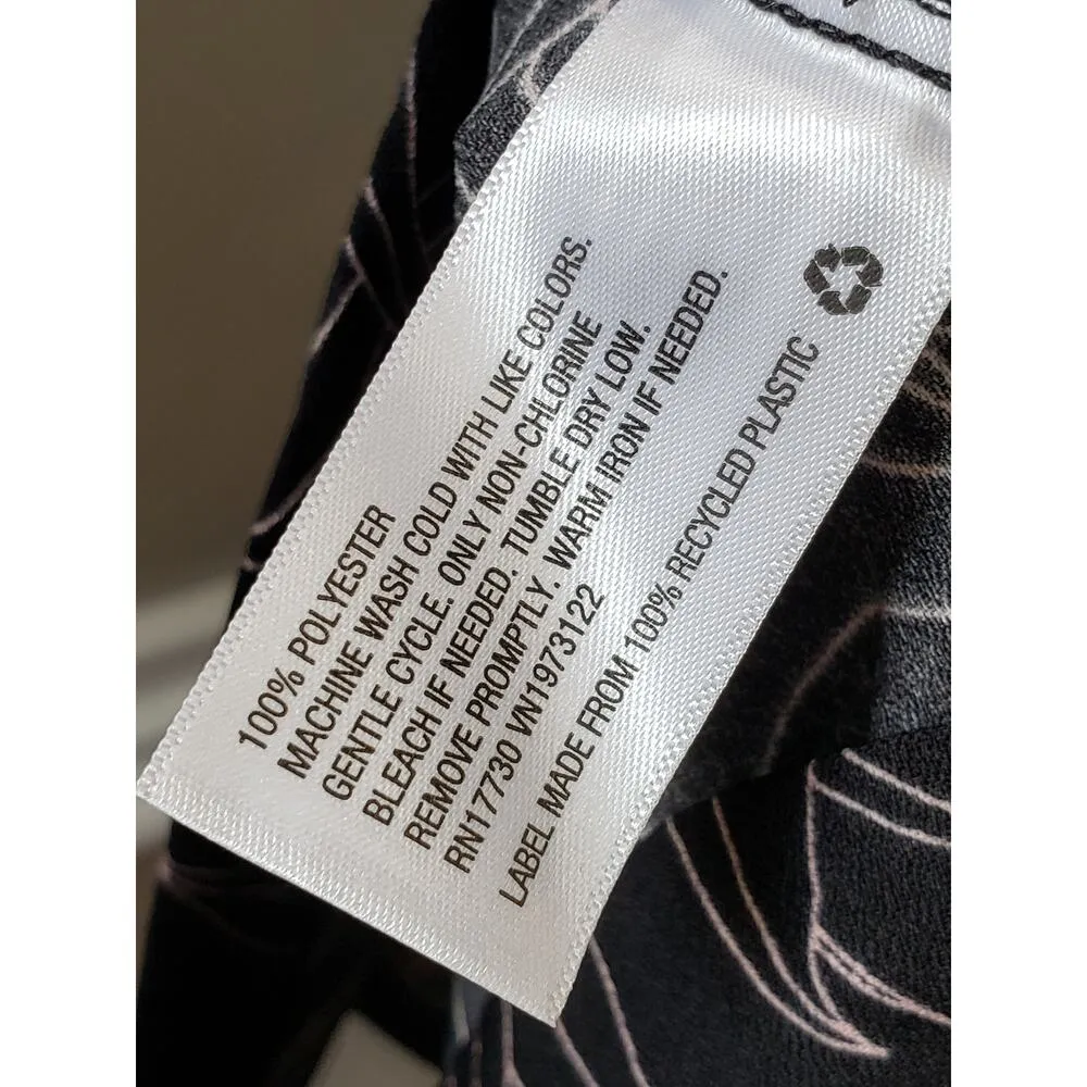 A New Day Shirt Dress Women M Black White Leaf Print Long Sleeve Button Casual - Image 10