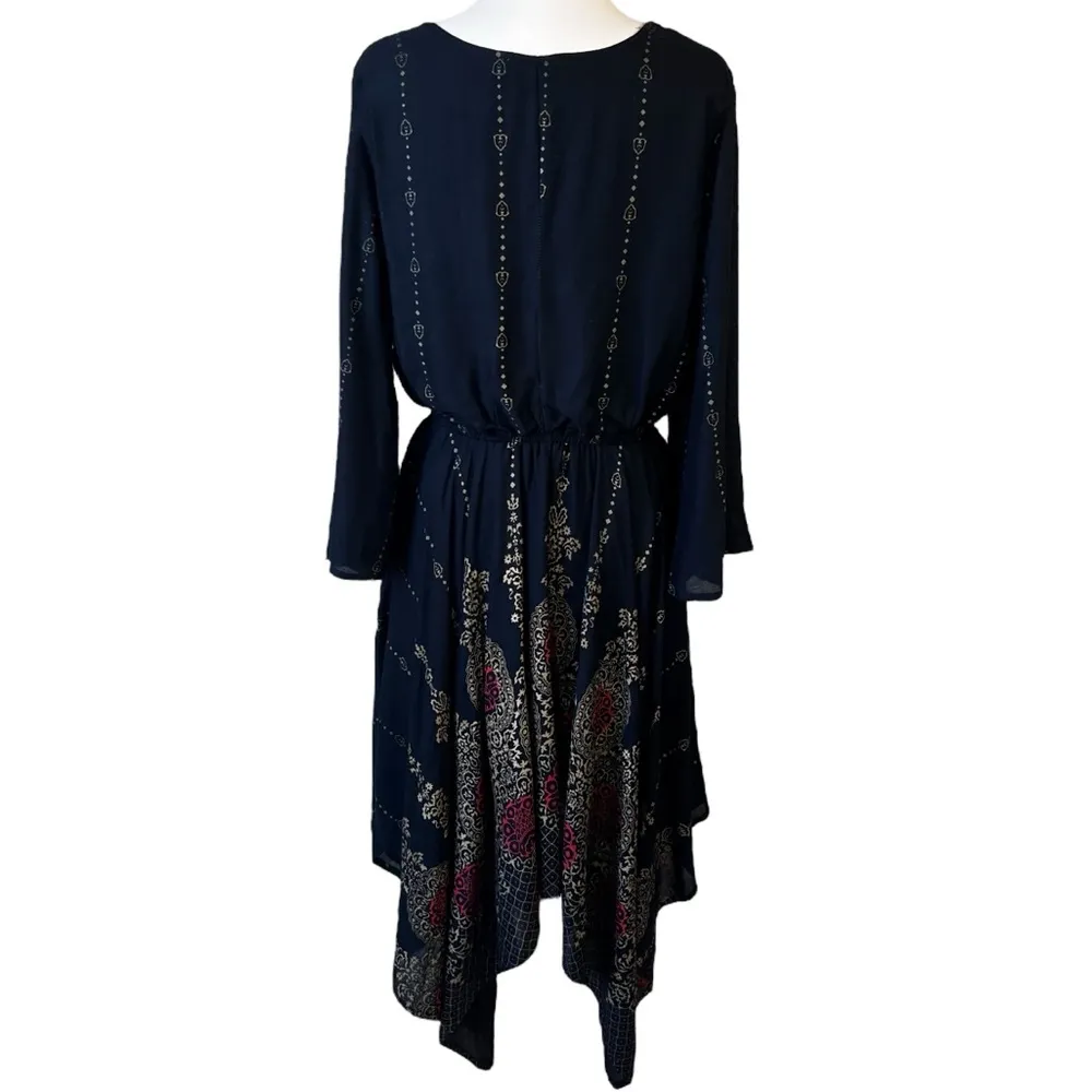 Lapogee Boho Asymmetrical Shark Tooth Hemline Maxi Dress Black Size L - Image 8