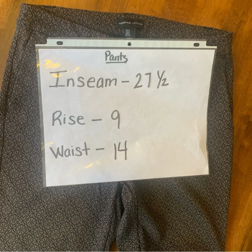 Adrienne Vittadini Pants 4 Black Tan Classic Style slacks Pockets Geometric - Image 6